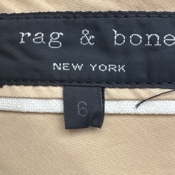 rag & bone Women's Wool Slacks Wide Leg Leather Trim Pockets Size 6 Designer - Picture 8 of 10